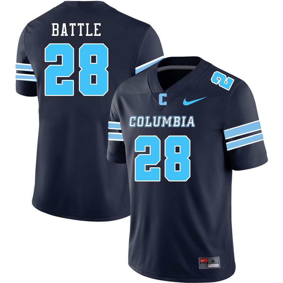 Men-Youth #28 Terell Battle Columbia Lions 2023 College Football Jerseys Stitched Sale-Navy